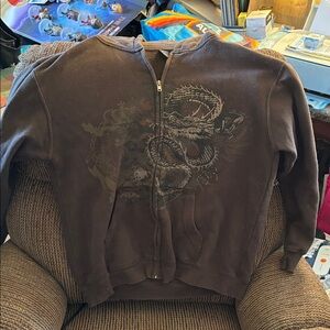 First Wave Brown Hoodie with Unique Chinese Dragon  Design and matching tshirt